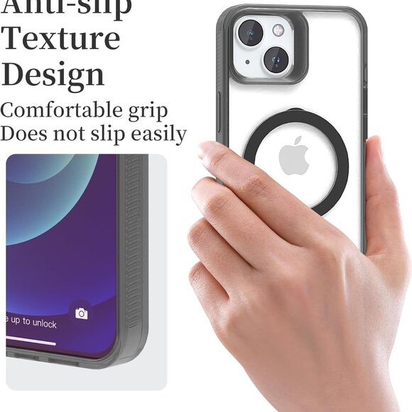 Clear Black Case for iPhone 15 Plus Case with Stand Magnetic, [MagSafe] - Picture 5 of 6